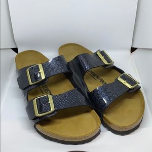 NWT Birkenstock Arizona Black Snake Print Sandals